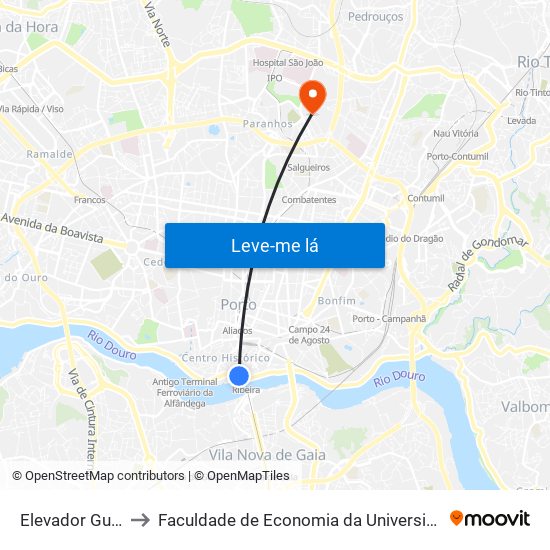 Elevador Guindais to Faculdade de Economia da Universidade do Porto map