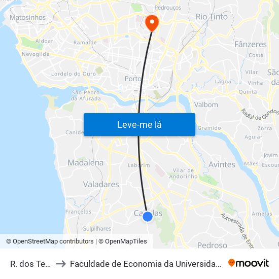 R. dos Terços to Faculdade de Economia da Universidade do Porto map