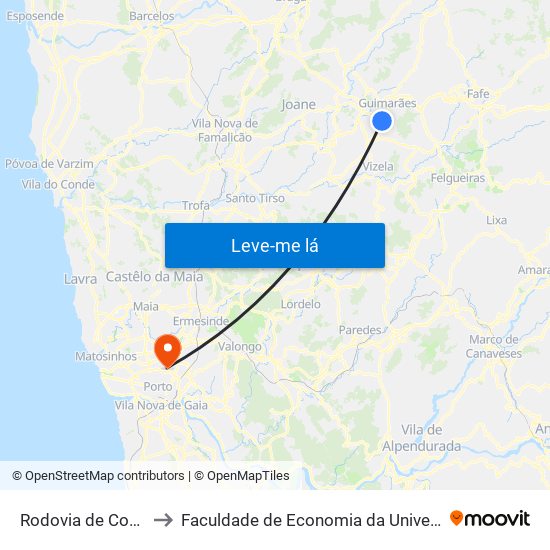 Rodovia de Covas (CTT) to Faculdade de Economia da Universidade do Porto map