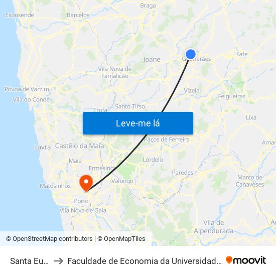 Santa Eulália to Faculdade de Economia da Universidade do Porto map