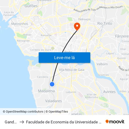 Gandara to Faculdade de Economia da Universidade do Porto map