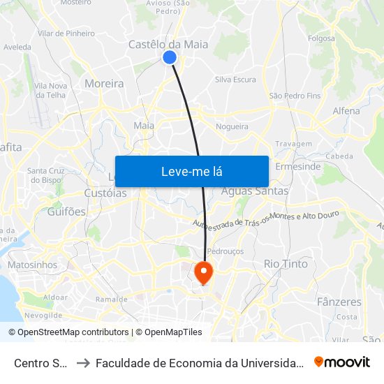 Centro Saúde to Faculdade de Economia da Universidade do Porto map