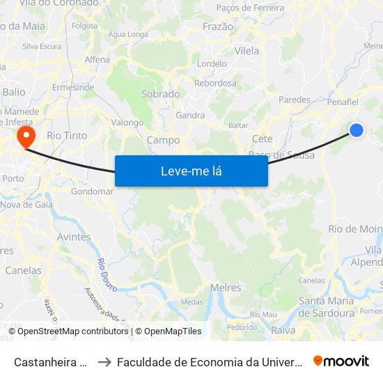 Castanheira de Cima to Faculdade de Economia da Universidade do Porto map
