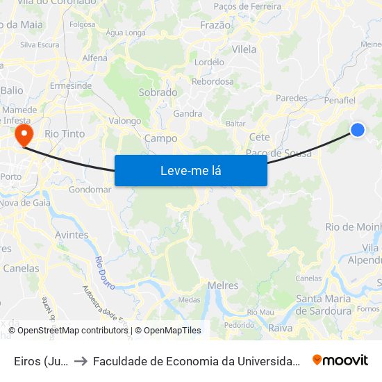 Eiros (Junta) to Faculdade de Economia da Universidade do Porto map