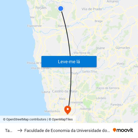 Tamel to Faculdade de Economia da Universidade do Porto map