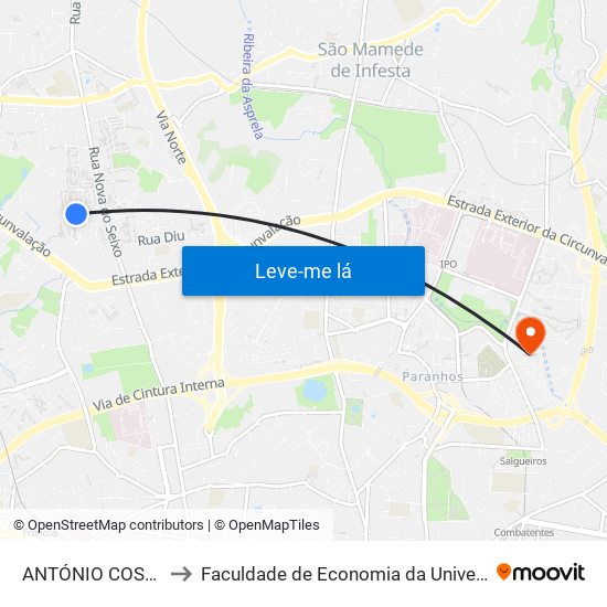 ANTÓNIO COSTA REIS 2 to Faculdade de Economia da Universidade do Porto map