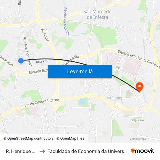R. Henrique Medina to Faculdade de Economia da Universidade do Porto map
