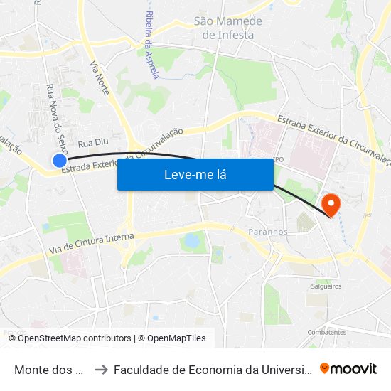 Monte dos Burgos to Faculdade de Economia da Universidade do Porto map