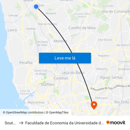 Soutelo to Faculdade de Economia da Universidade do Porto map