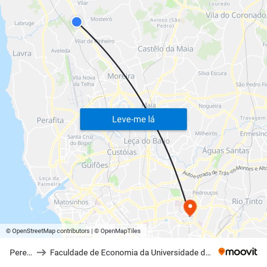Pereira to Faculdade de Economia da Universidade do Porto map