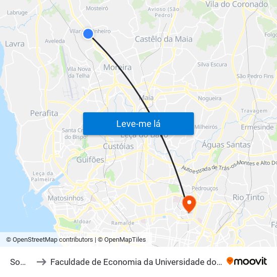 Somar to Faculdade de Economia da Universidade do Porto map