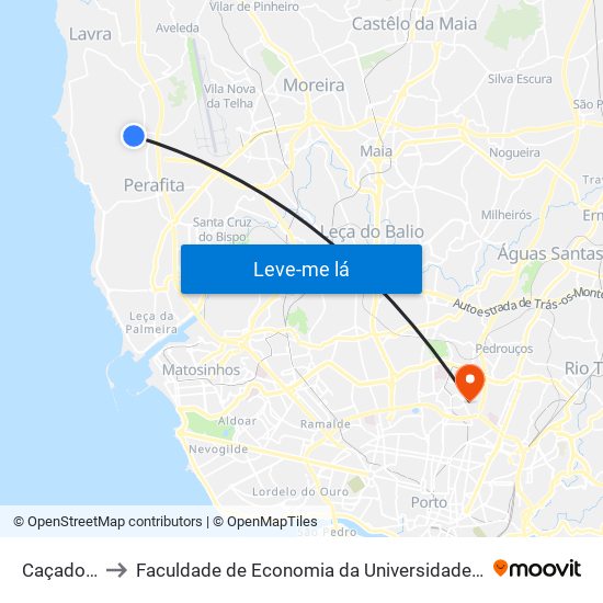 Caçadores to Faculdade de Economia da Universidade do Porto map