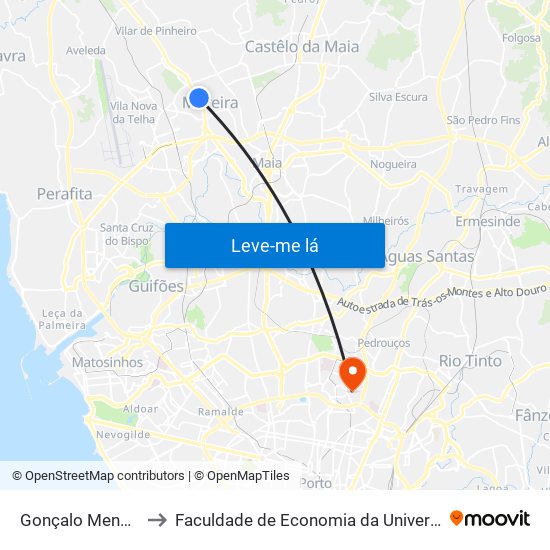 Gonçalo Mendes Maia to Faculdade de Economia da Universidade do Porto map