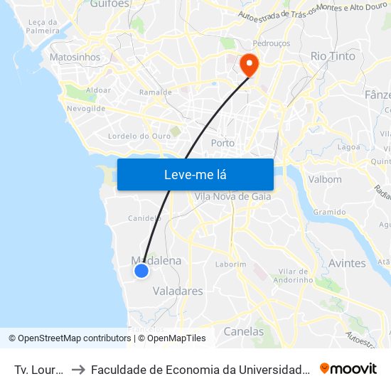 Tv. Loureiro to Faculdade de Economia da Universidade do Porto map