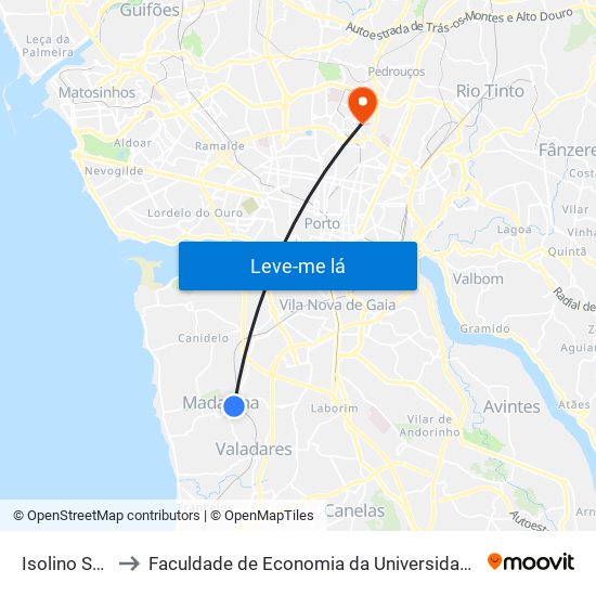 Isolino Sousa to Faculdade de Economia da Universidade do Porto map