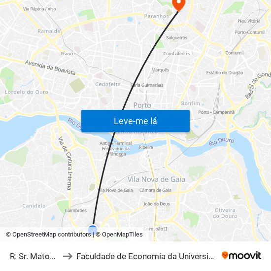 R. Sr. Matosinhos to Faculdade de Economia da Universidade do Porto map