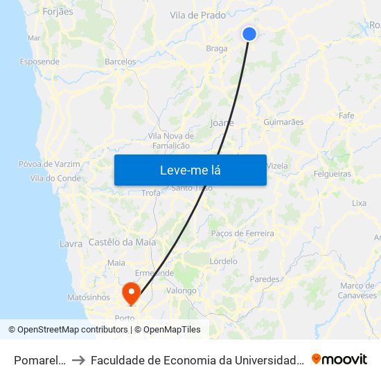 Pomarelho I to Faculdade de Economia da Universidade do Porto map