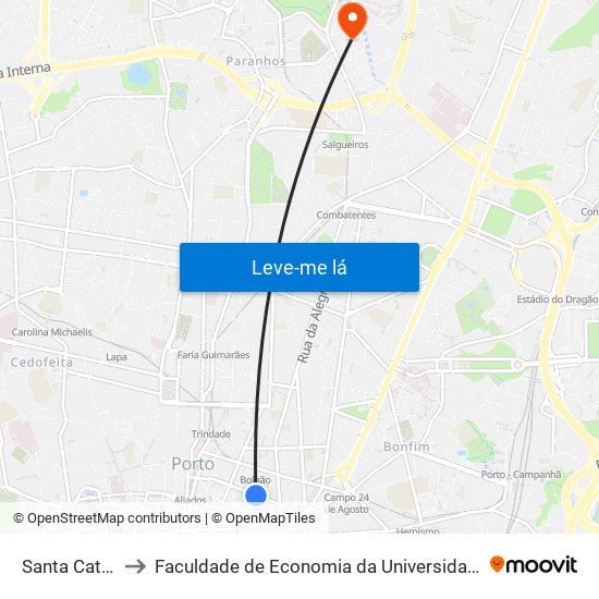 Santa Catarina to Faculdade de Economia da Universidade do Porto map