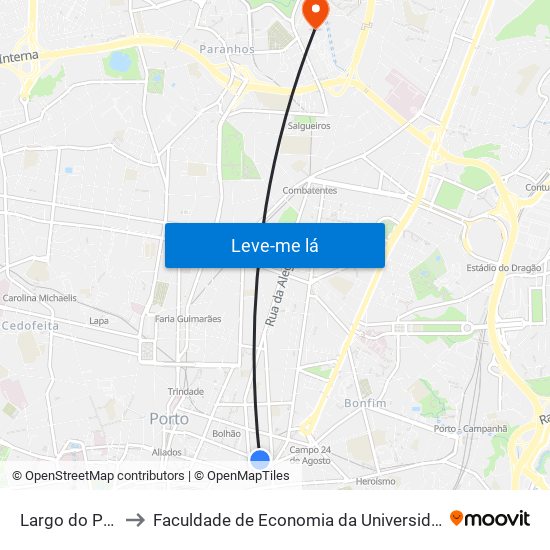 Largo do Padrão to Faculdade de Economia da Universidade do Porto map