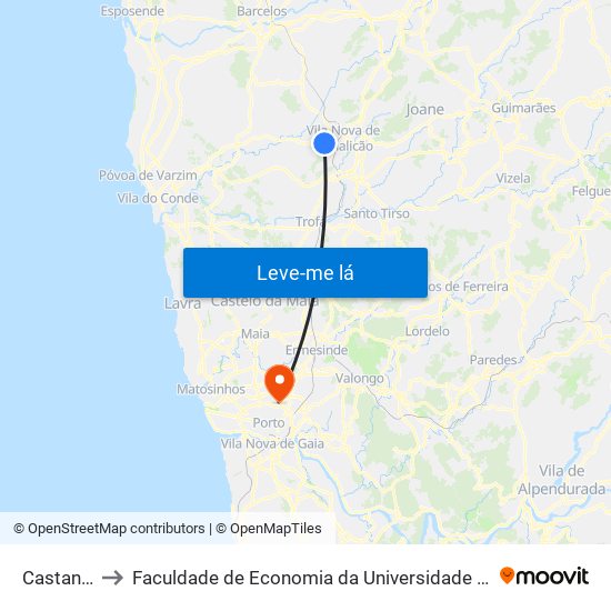 Castanhal to Faculdade de Economia da Universidade do Porto map