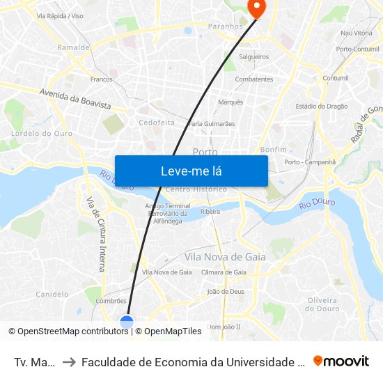 Tv. Matas to Faculdade de Economia da Universidade do Porto map