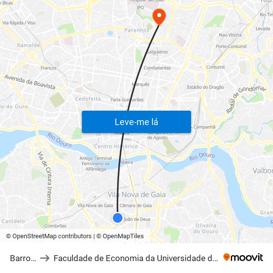 Barrosa to Faculdade de Economia da Universidade do Porto map