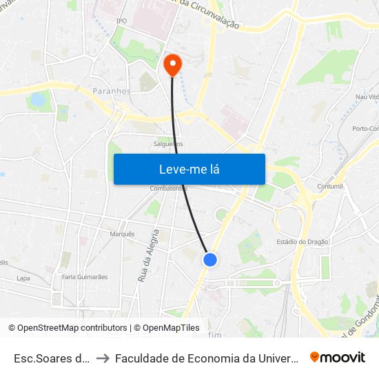 Esc.Soares dos Reis to Faculdade de Economia da Universidade do Porto map