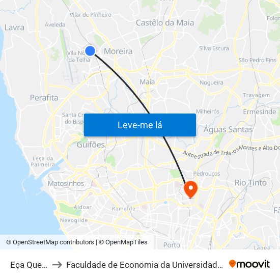 Eça Queirós to Faculdade de Economia da Universidade do Porto map