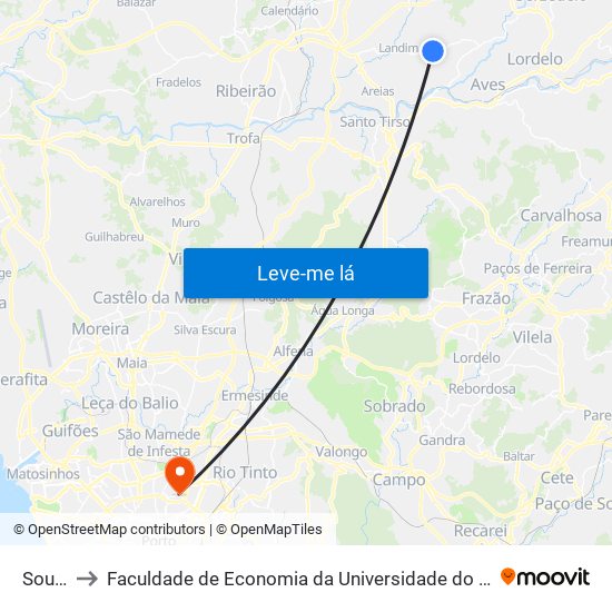 Souto to Faculdade de Economia da Universidade do Porto map