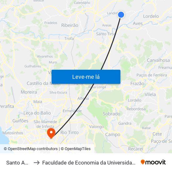 Santo Amaro to Faculdade de Economia da Universidade do Porto map