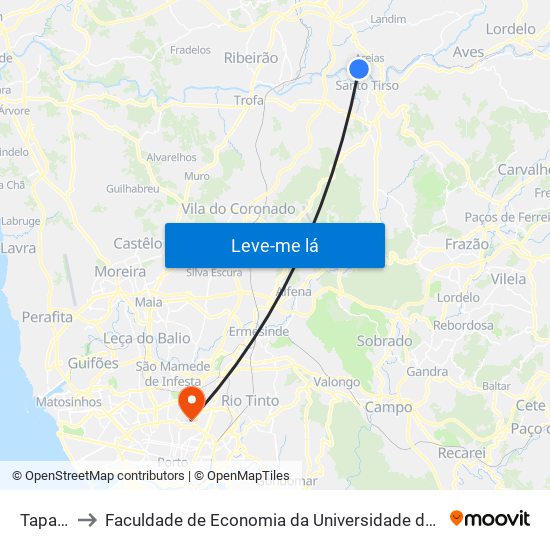 Tapada to Faculdade de Economia da Universidade do Porto map