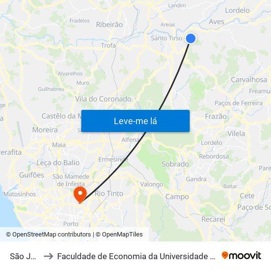 São João to Faculdade de Economia da Universidade do Porto map