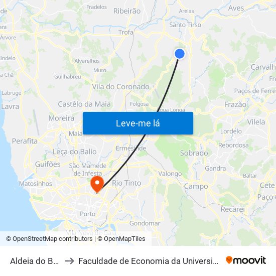 Aldeia do Bosque to Faculdade de Economia da Universidade do Porto map
