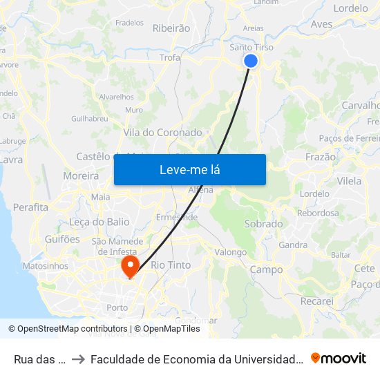 Rua das Rãs to Faculdade de Economia da Universidade do Porto map