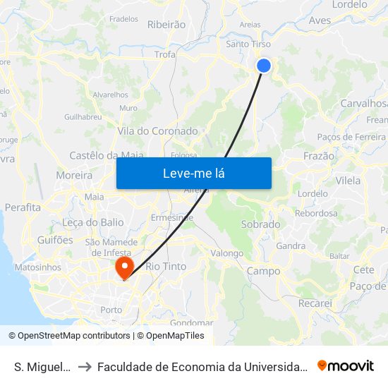S. Miguel (JF) to Faculdade de Economia da Universidade do Porto map