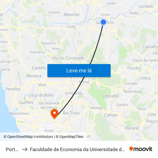 Portela to Faculdade de Economia da Universidade do Porto map