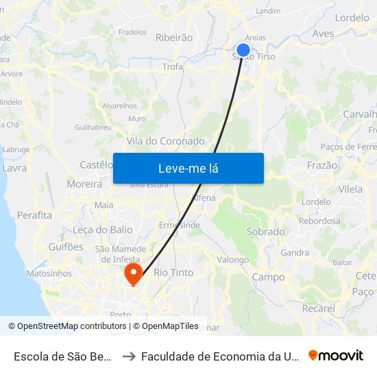 Escola de São Bento da Batalha to Faculdade de Economia da Universidade do Porto map
