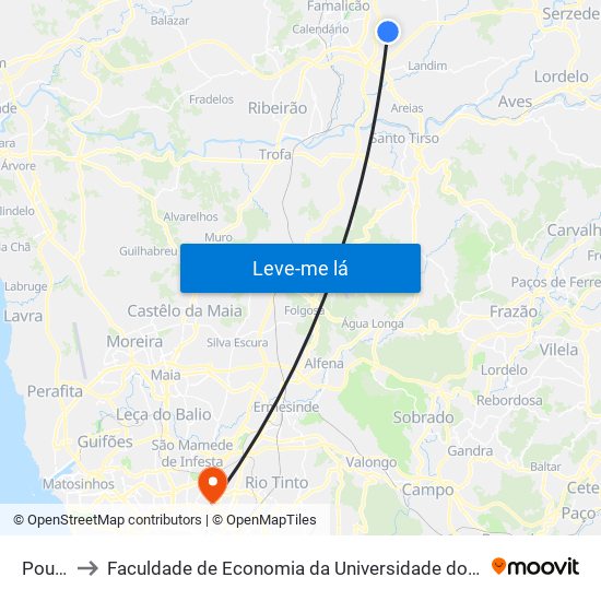 Pouve to Faculdade de Economia da Universidade do Porto map