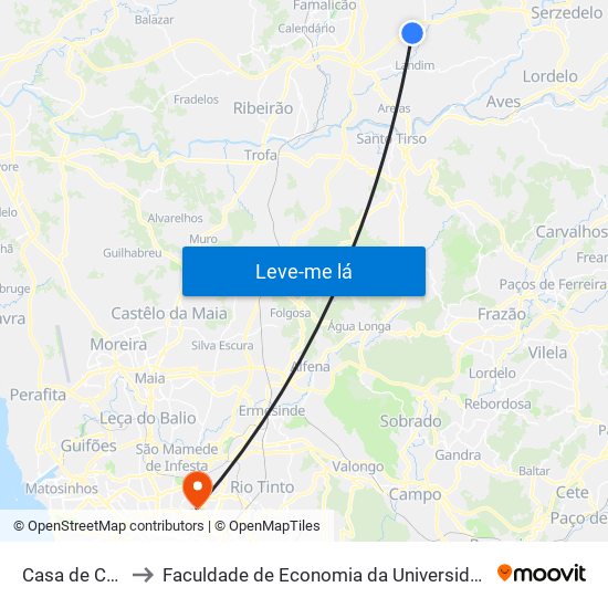 Casa de Camilo to Faculdade de Economia da Universidade do Porto map