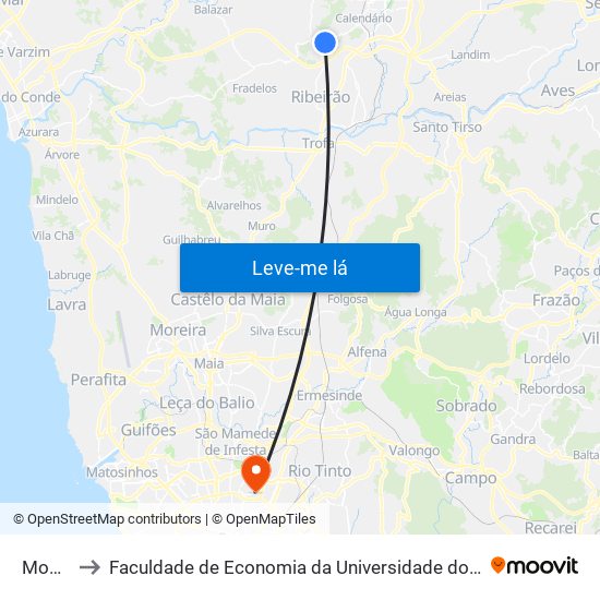 Monte to Faculdade de Economia da Universidade do Porto map