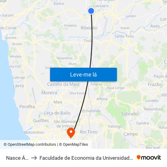 Nasce Água to Faculdade de Economia da Universidade do Porto map