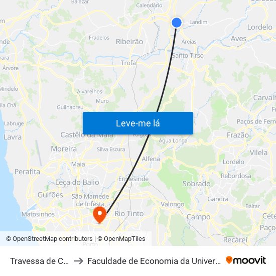 Travessa de Cambães to Faculdade de Economia da Universidade do Porto map