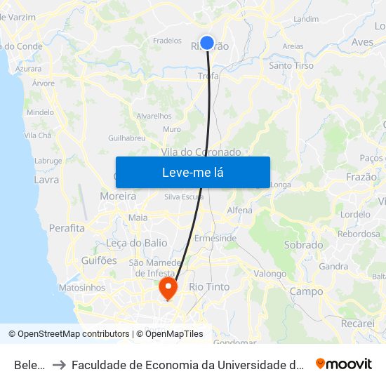 Beleco to Faculdade de Economia da Universidade do Porto map