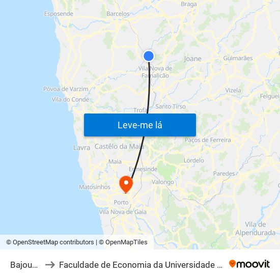 Bajoucas to Faculdade de Economia da Universidade do Porto map