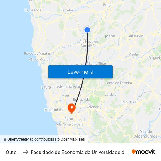 Outeiro to Faculdade de Economia da Universidade do Porto map