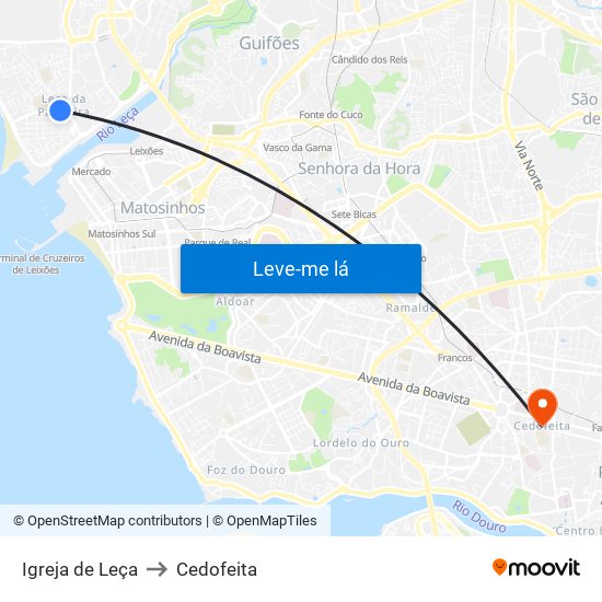 Igreja de Leça to Cedofeita map