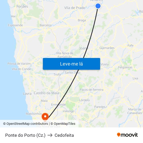 Ponte do Porto (Cz.) to Cedofeita map