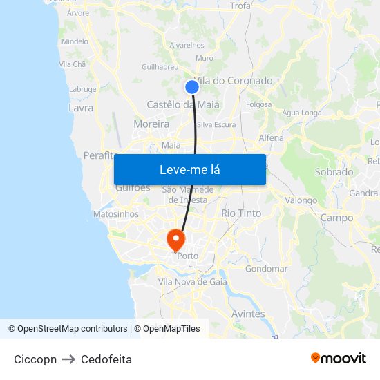 Ciccopn to Cedofeita map