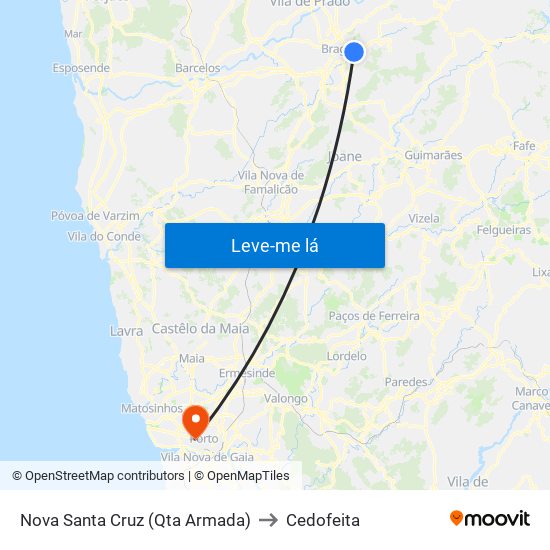 Nova Santa Cruz (Qta Armada) to Cedofeita map