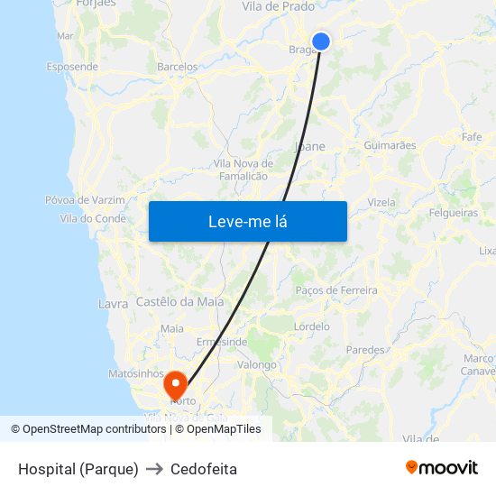 Hospital (Parque) to Cedofeita map